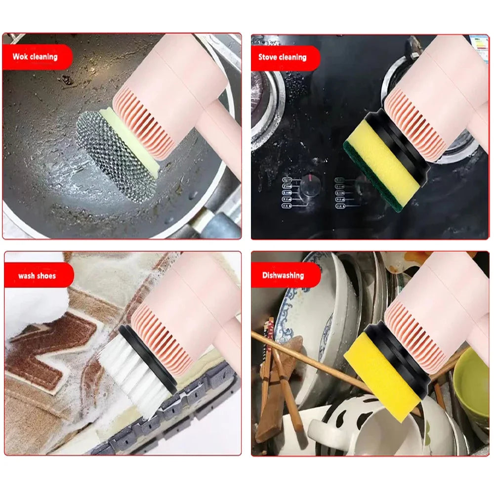 Brosse de Nettoyage Électrique Rechargeable USB pour Cuisine et Salle de Bain